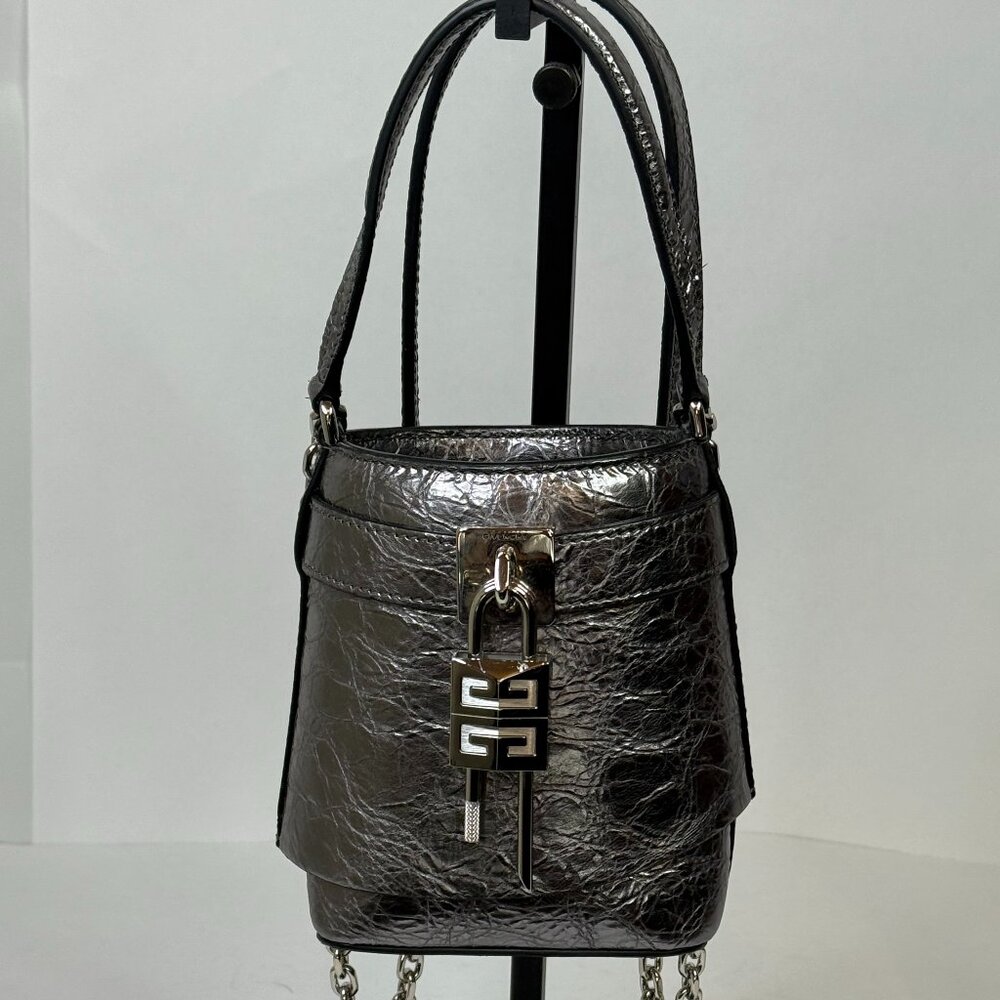 Givenchy Shark Lock Micro Bucket Bag - in Metallized Laminated Leather - Picture 2 of 6